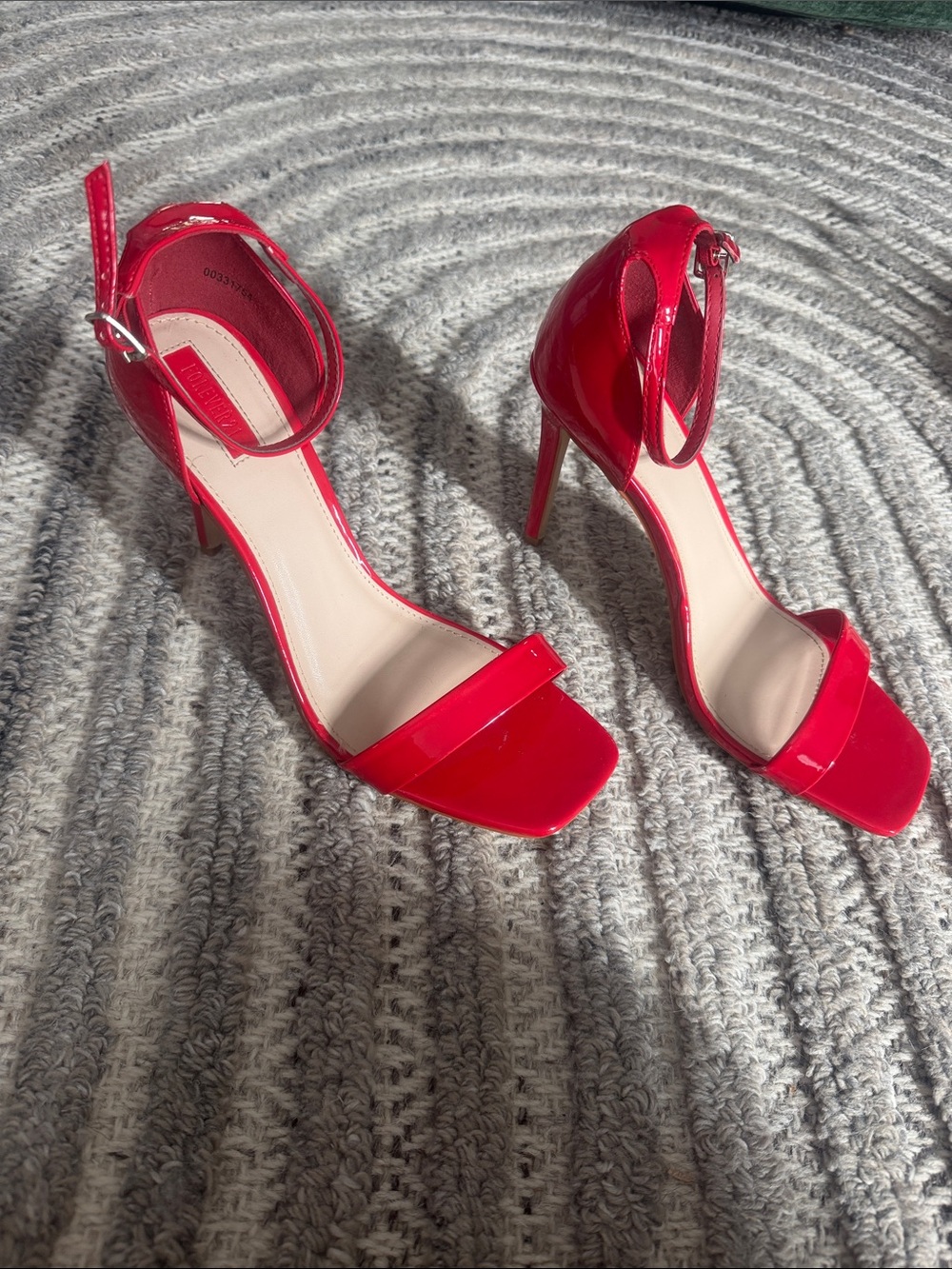Forever 21 Red Patent Ankle-Strap Stiletto Heels